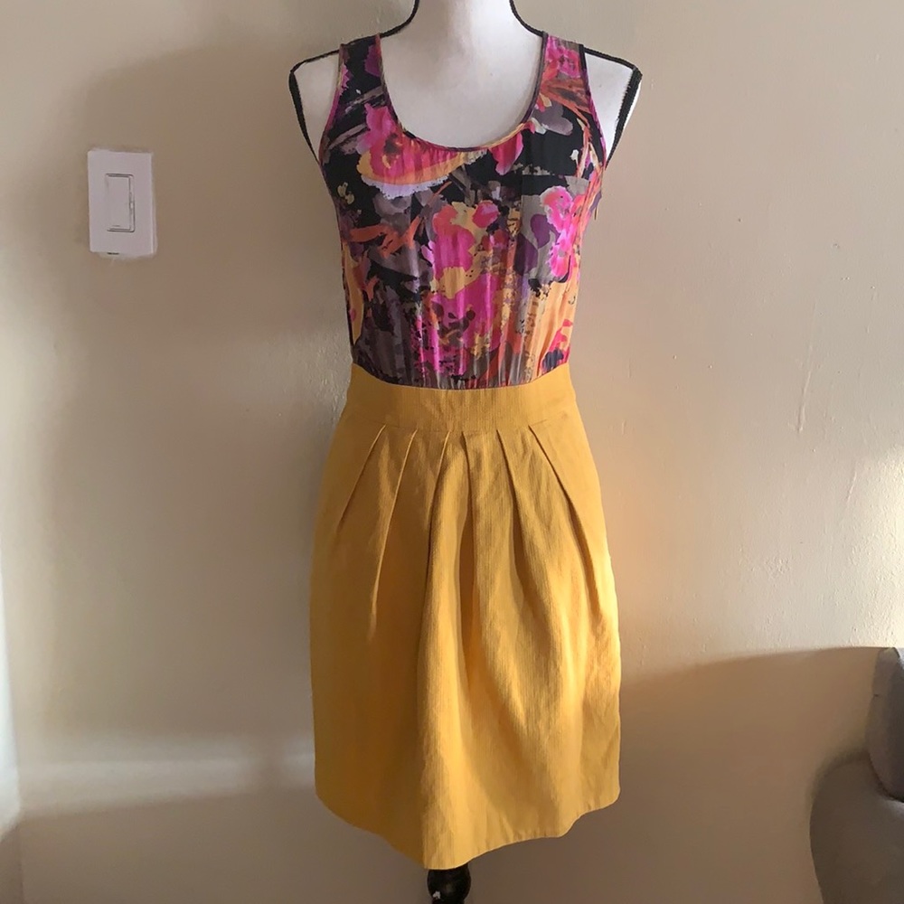 Anthropologie Tabitha Silk Mustard Dress